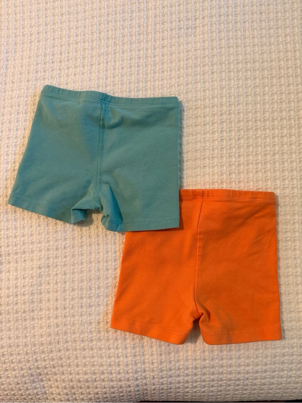 Primary Baby Girls’ Stretch Bike Shorts in Teal and Orange - Picture 2 of 4